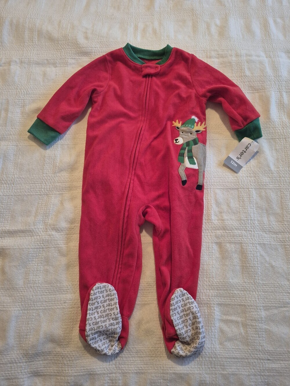 Carter's pajama footie blanket fleece sleeper 12 months red NWT